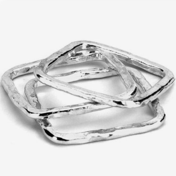 Adina Reyter Vintage Sterling Silver Square Ring Stack - Set of 3 - Size 7 - Picture 1 of 7
